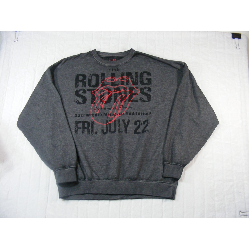 The Rolling Stones Sweatshirt Unisex XL Gray Excellent Embroidered Graphic Crew
